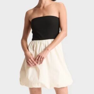 A New Day | Black & Cream Bubble Hem Dress